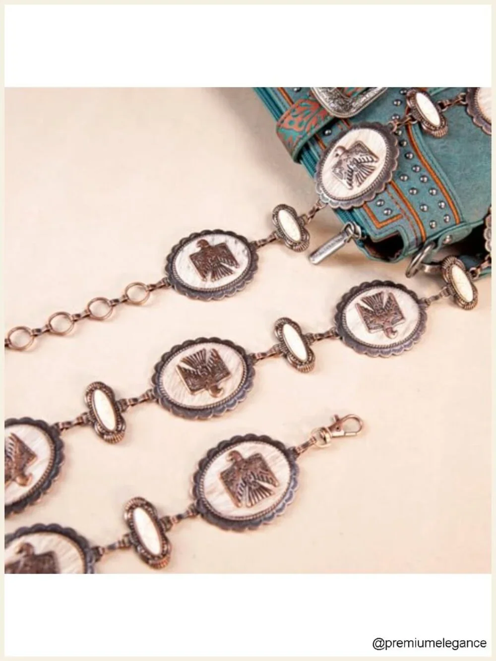 Large Western Concho Metal Belt with Horsehair & Turquoise